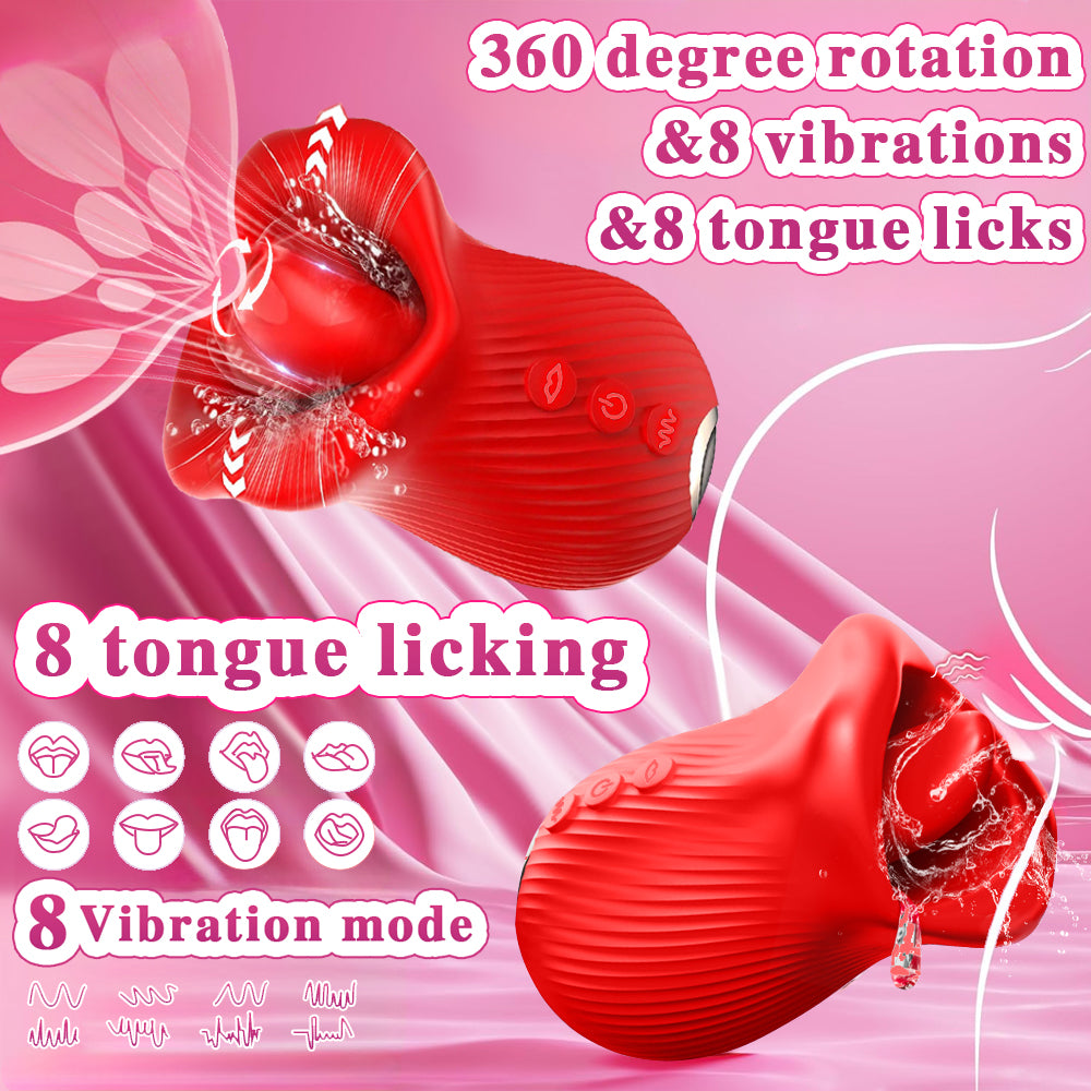 360° Rotating Tongue Licking & Kissing New Design Rose Vibrator