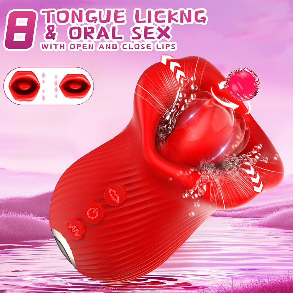 360° Rotating Tongue Licking & Kissing New Design Rose Vibrator