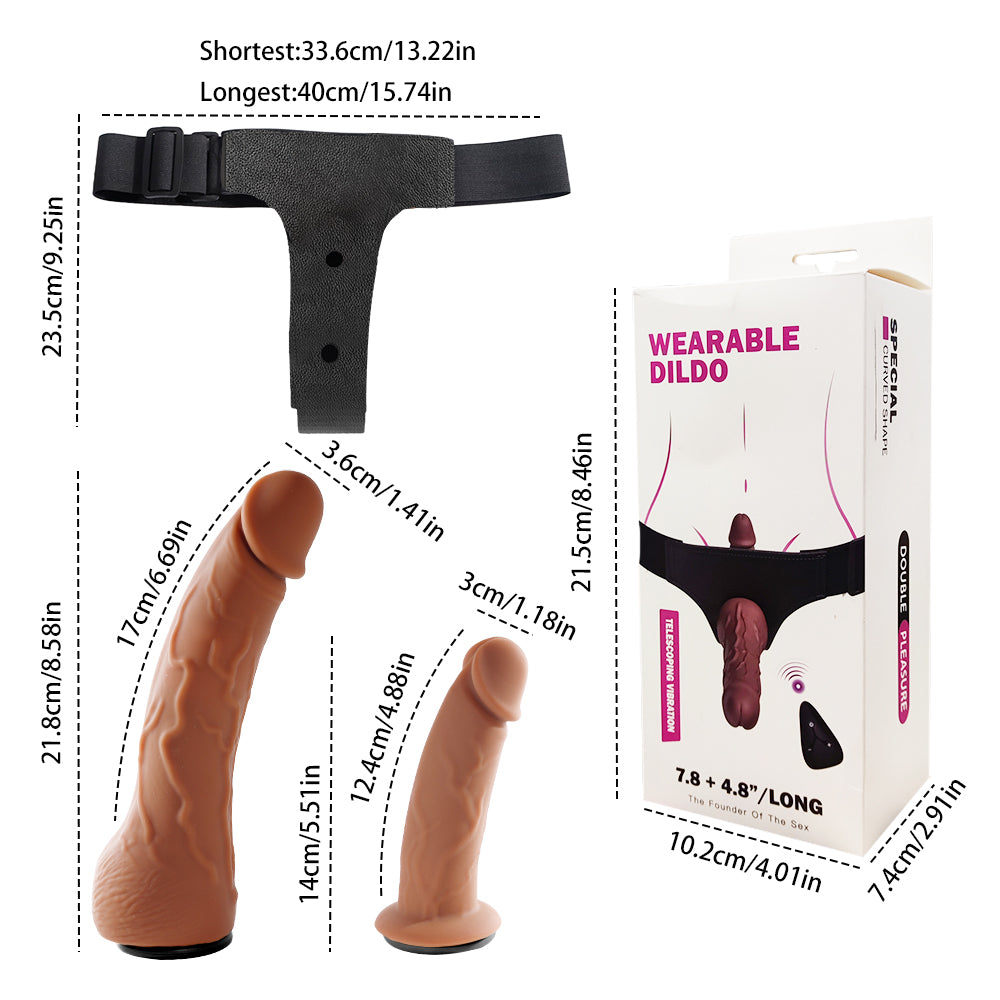 Vibrating Telescopic Dual Head Wearable Remote Controlled Dildo