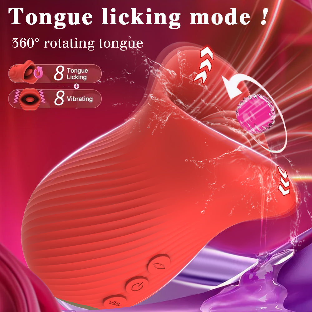 360° Rotating Tongue Licking & Kissing New Design Rose Vibrator