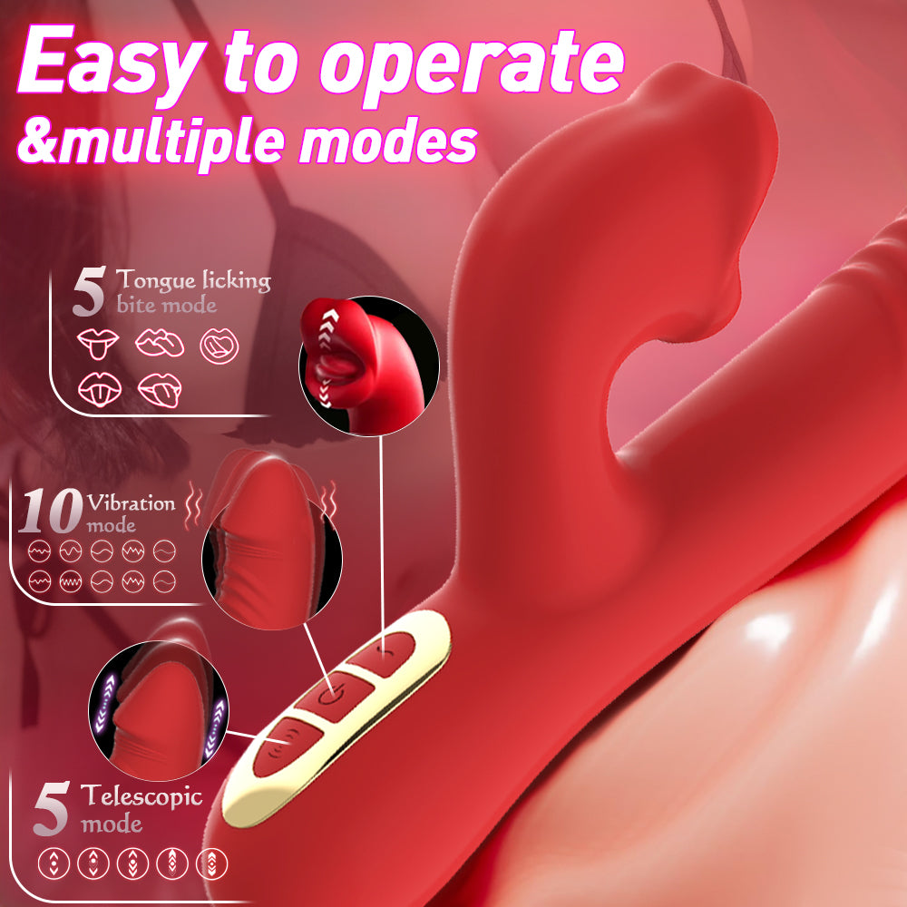 Latest Upgraded Design Tongue Licking Thrusting Vibrator