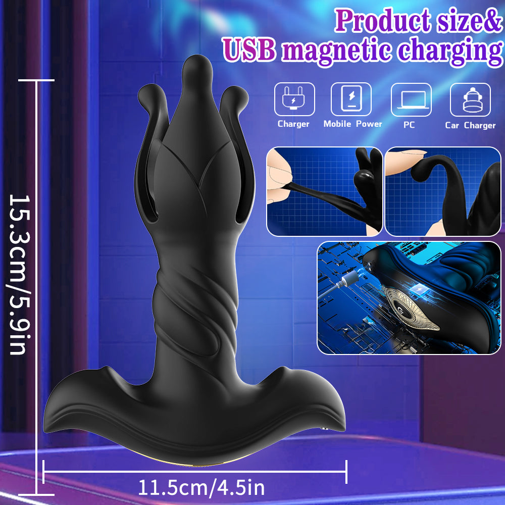 Thrusting Flapping And Vibrating Remote Controlled Anal Plug
