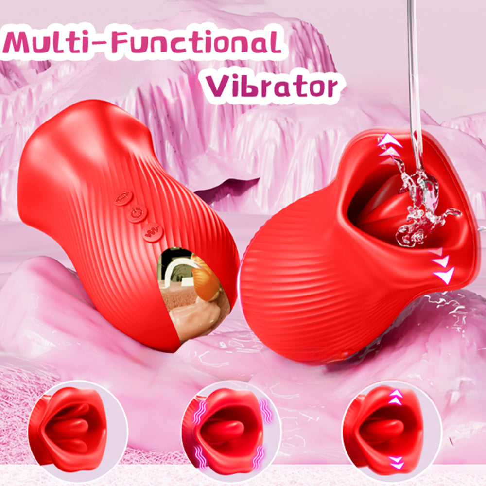360° Rotating Tongue Licking & Kissing New Design Rose Vibrator