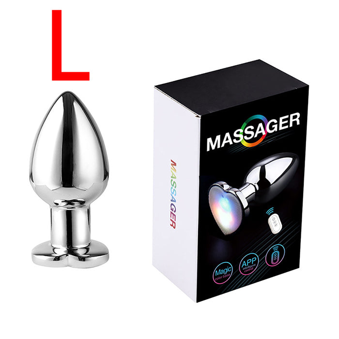 Remote Controlling Stainless Steel Heart Lighting Anal Plug