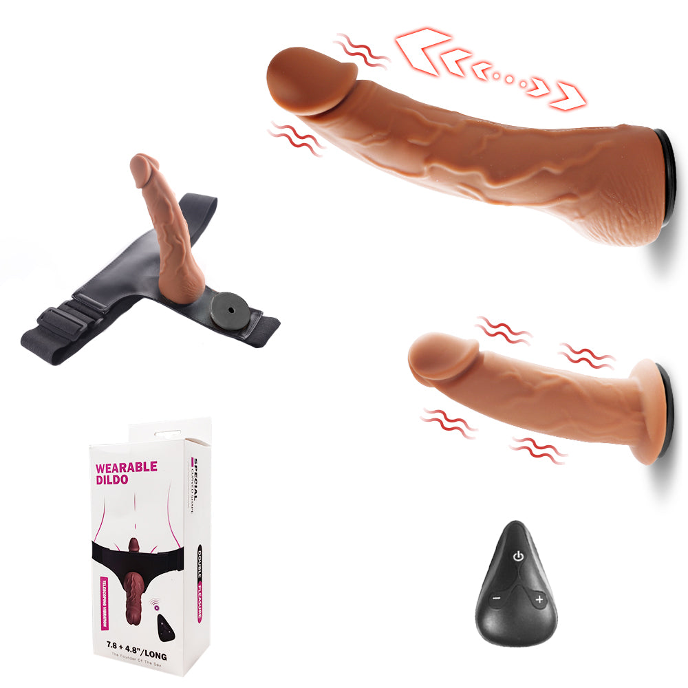 Vibrating Telescopic Dual Head Wearable Remote Controlled Dildo