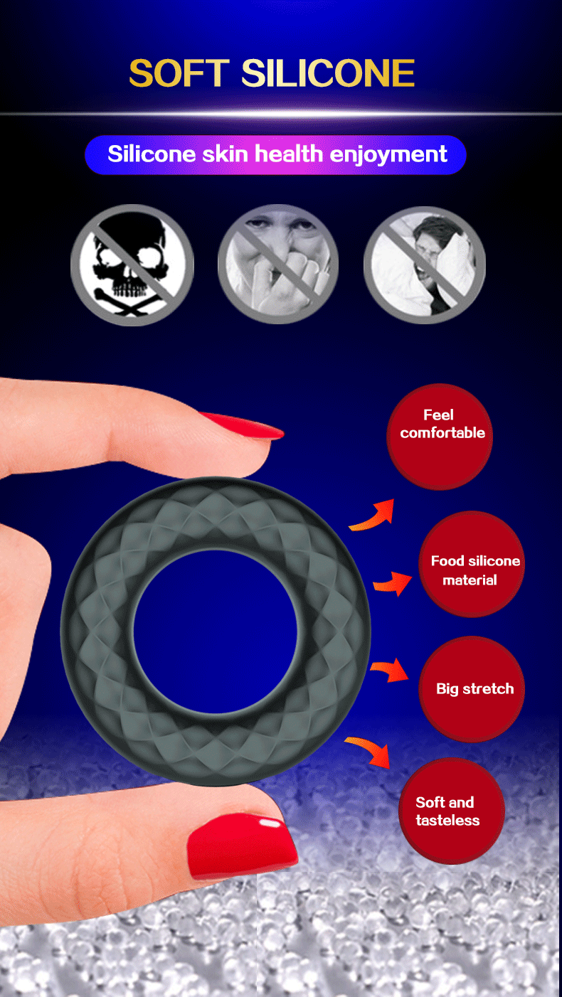 Stretchable Delay Ejaculation Silicone Cock Ring Vibrator - Onion Toy