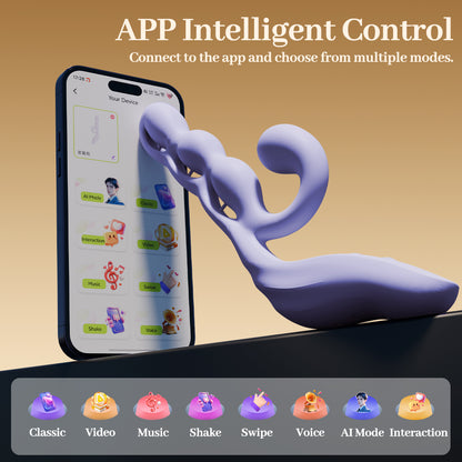 Purple Grape APP Controlled Soft Twistable Silicone Vibrator