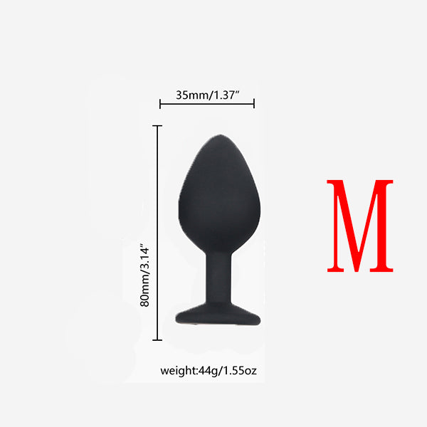 Multiple Sizes Black Color White Jewel Silicone Anal Plug