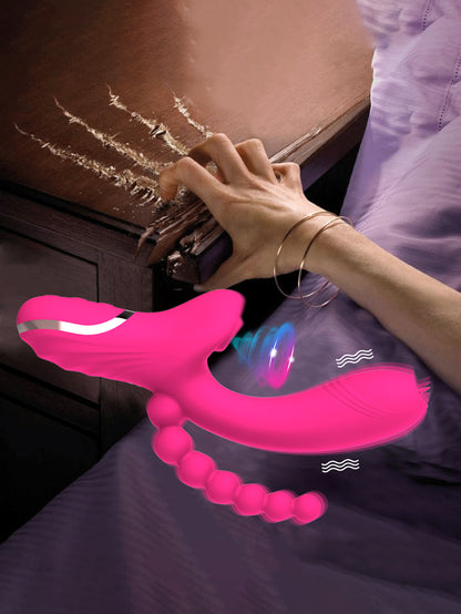 Powerful Multi-use Sucking Licking Vibrator With Anal Beads
