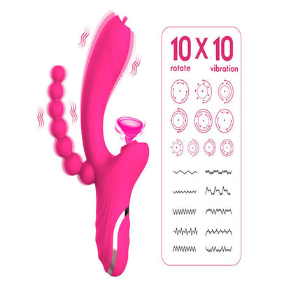 Powerful Multi-use Sucking Licking Vibrator With Anal Beads