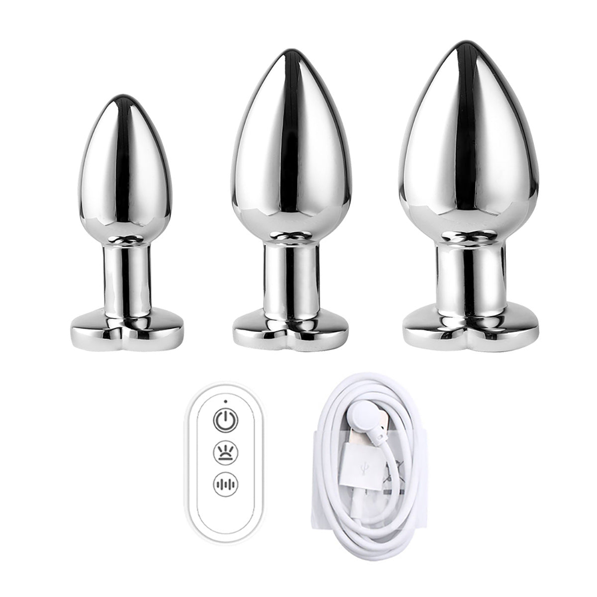 Remote Controlling Stainless Steel Heart Lighting Anal Plug