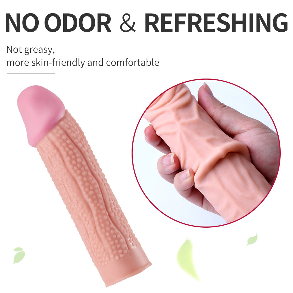 TPE Skin Color Delay Ejaculation Penis Enlargement Sleeve - Onion Toy