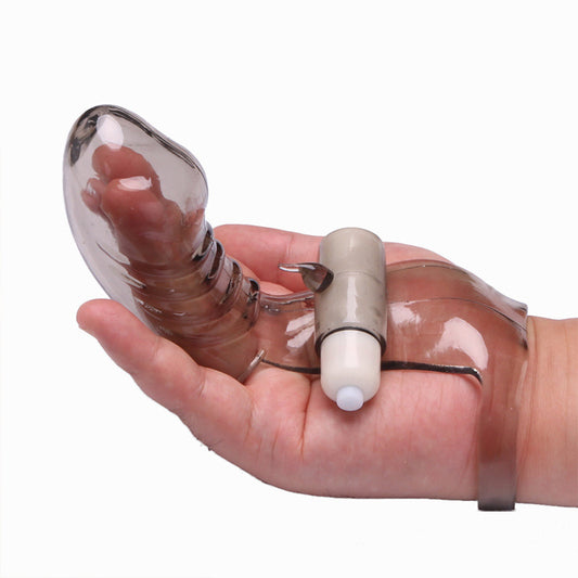 Transparent Female Squirting Finger Sleeve With Vibrator