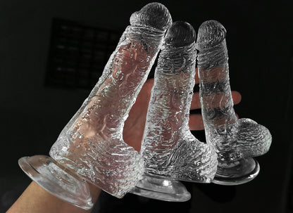 Clear Crystal High Quality Healthy Material Silicone Transparent Dildo