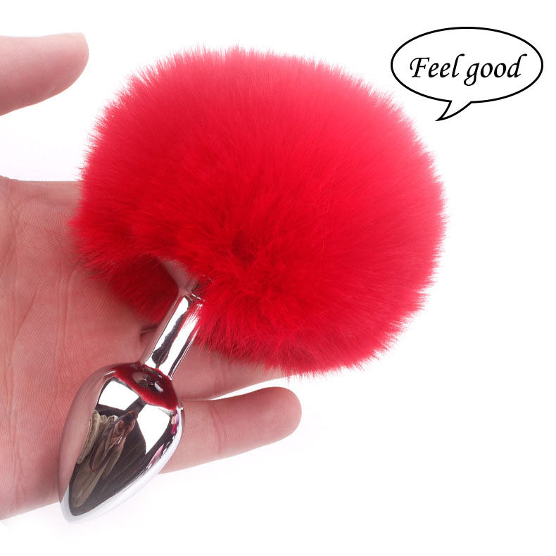 Cute Soft Artificial Feather Ball Tail Metal Anal Plug Onion Toy Cute Soft Artificial Feather Ball Tail Metal Anal Plug Onion Toy