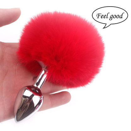 Cute Soft Artificial Feather Ball Tail Metal Anal Plug - Onion Toy