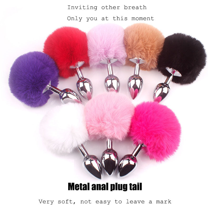 Cute Soft Artificial Feather Ball Tail Metal Anal Plug - Onion Toy