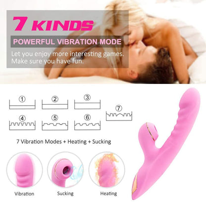 Smart Heating Vibrating Dildo with Clitral Sucking Stimulator