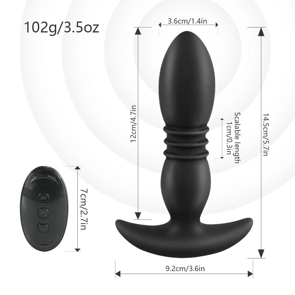 USB Rechargeable Remote Vibrating and Thrusting Anal Plug