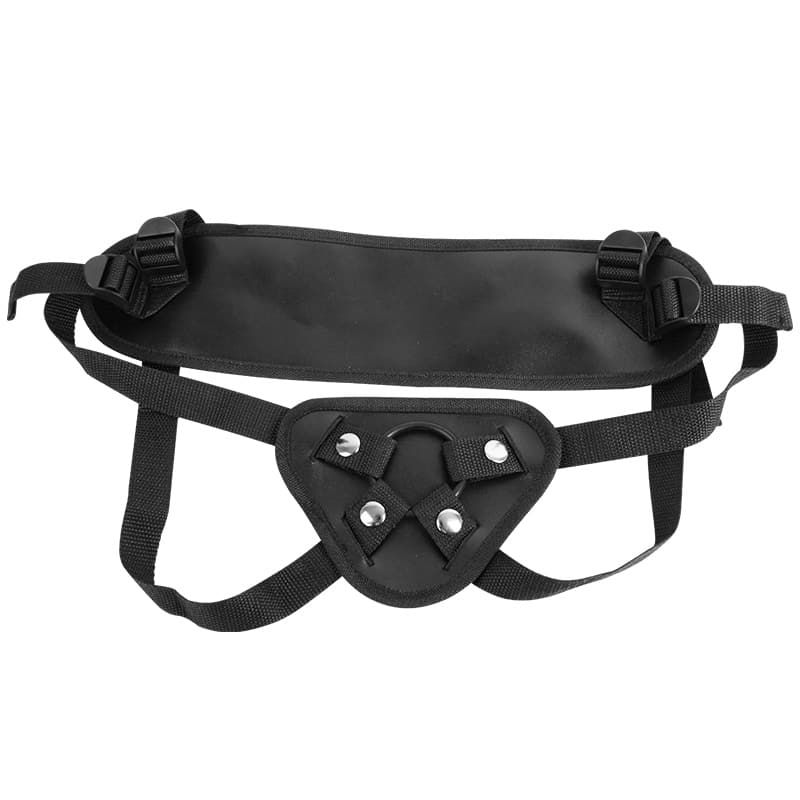 Adjustable Black Leather Wearing Dildo Belt Panty