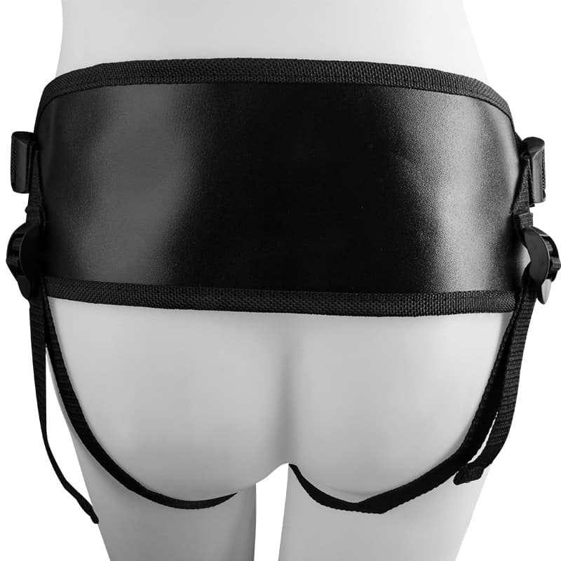 Adjustable Black Leather Wearing Dildo Belt Panty