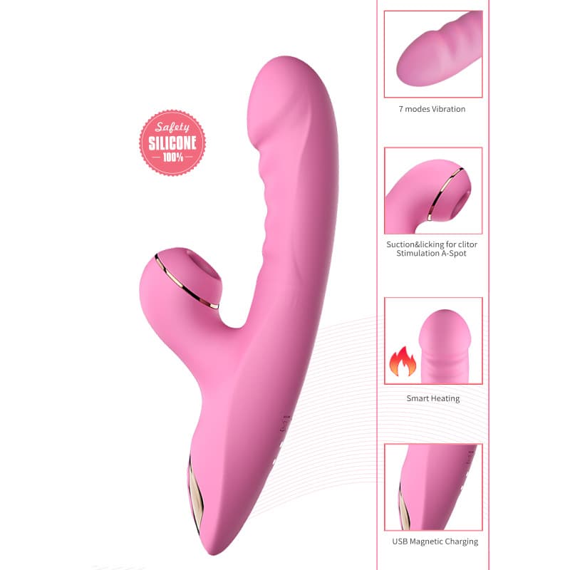 Smart Heating Vibrating Dildo with Clitral Sucking Stimulator