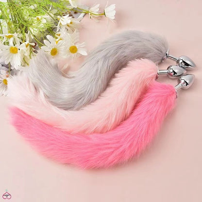 Stainless Steel Colourful Fox Tail Cosplay Anal Plug